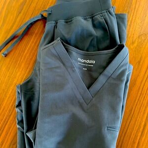 Mandala scrubs. Straight leg style. XXS top and XS bottoms. Grey. Never worn.
